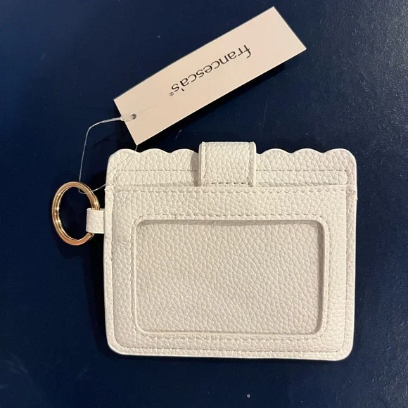 NWT Francesca’s Ivory Faux Leather Keychain Card Holder with Tassel - Picture 5 of 6